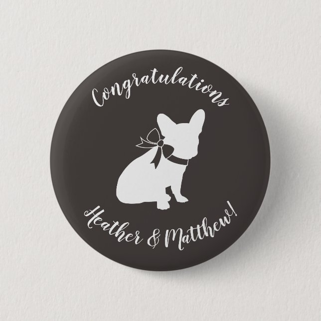 French Bulldog Baby Shower Grey Button (Front)