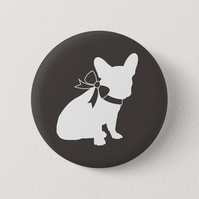 French Bulldog Baby Shower Grey Button (Front)
