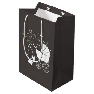 French Bulldog Baby Shower Grey Medium Gift Bag