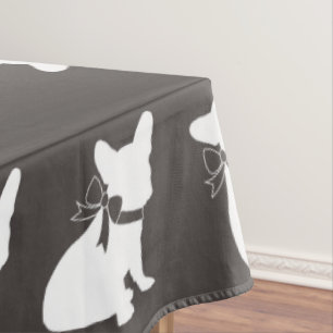French Bulldog Baby Shower Grey Tablecloth