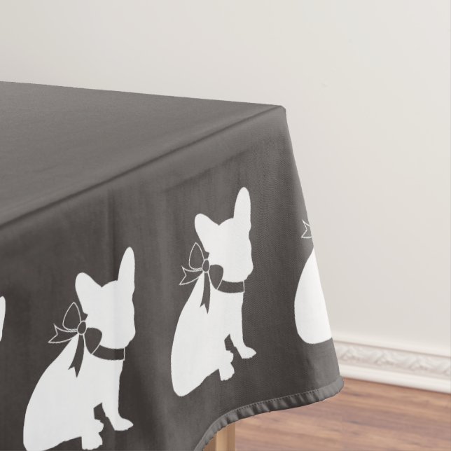 French Bulldog Baby Shower Grey Tablecloth (In Situ)