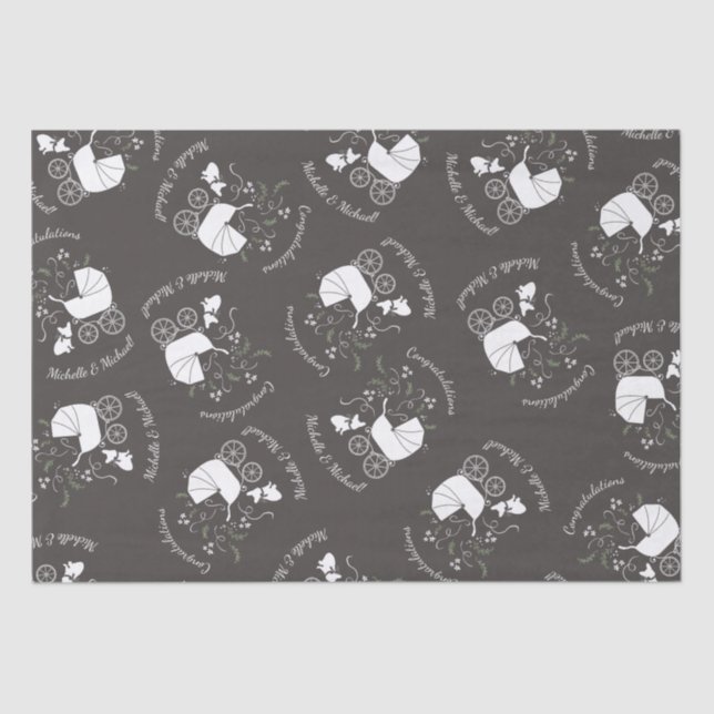 French Bulldog Baby Shower Grey Tissue Paper (Front)
