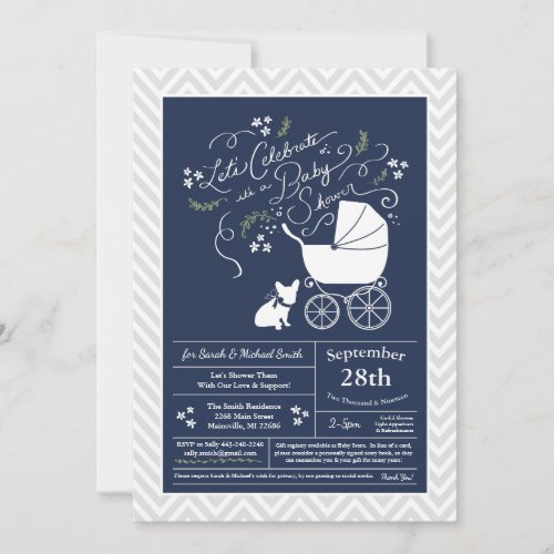 French Bulldog Baby Shower Invites