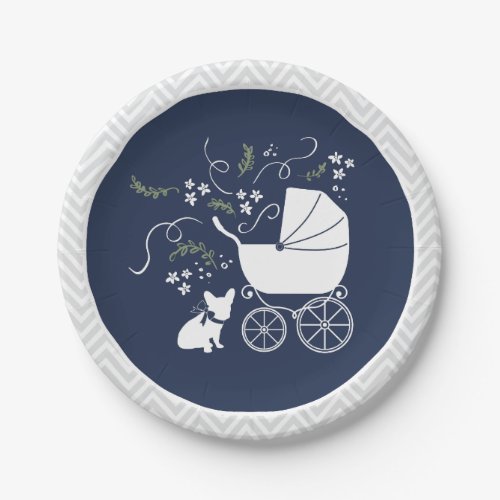 French Bulldog Baby Shower Plates Design 2