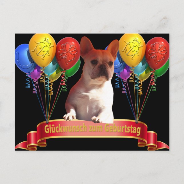 French Bulldog balloon Postcard (Front)