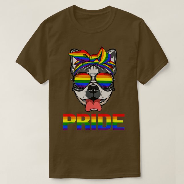 French Bulldog Bandana LGBT Pride Sunglasses T-Shirt (Design Front)
