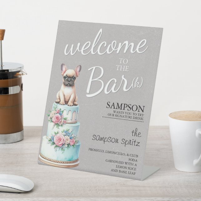 French Bulldog Bar Pedestal Sign (In SItu)