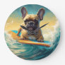 French Bulldog Beach Surfing Painting  Large Clock