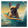 French Bulldog Beach Surfing Painting  Poster