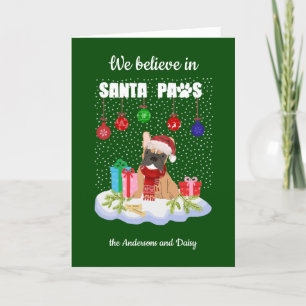 French Bulldog Believe Santa Paws Christmas Holiday Card