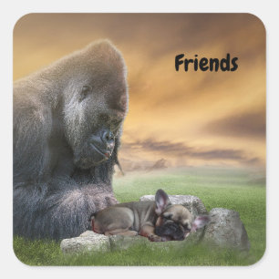 French Bulldog best friends Square Sticker