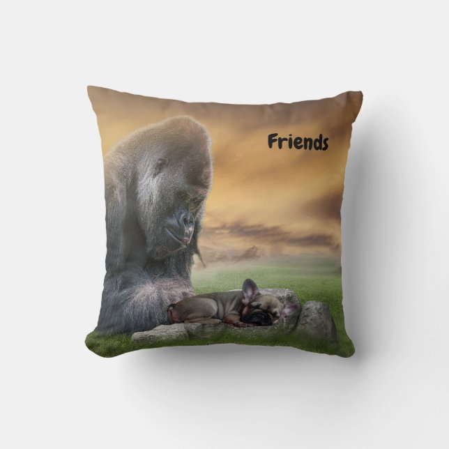 French Bulldog best friends Throw Pillow (Front)