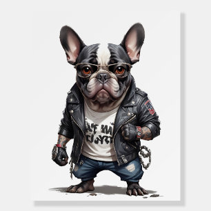 French Bulldog Biker Rebel in Leather Jacket Cool Foam Board