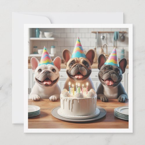 French bulldog birthday card French bulldog Invitation