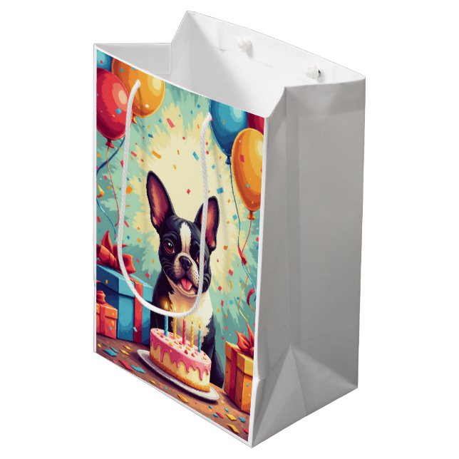 French Bulldog Birthday Celebration Medium Gift Bag (Front Angled)