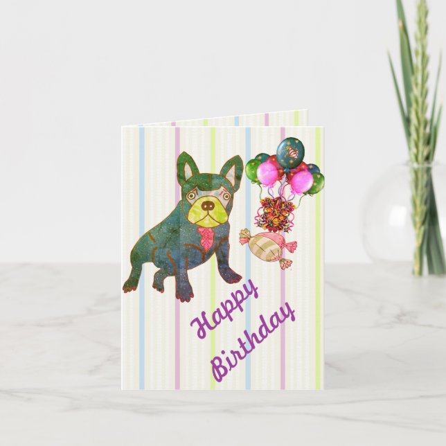 French Bulldog Birthday French Bulldog Card (Front)