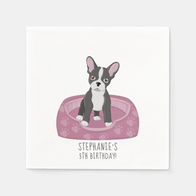 French Bulldog Birthday Napkins (Front)