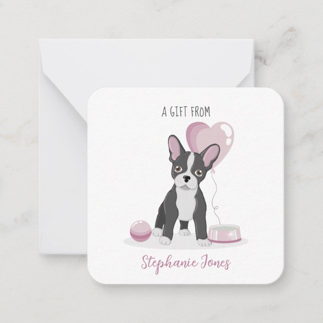 French Bulldog Birthday Note Card (Front)