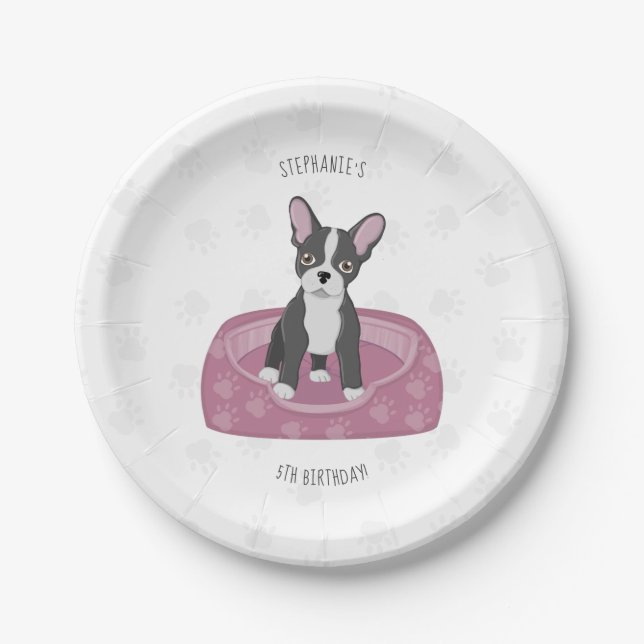 French Bulldog Birthday Paper Plates (Front)