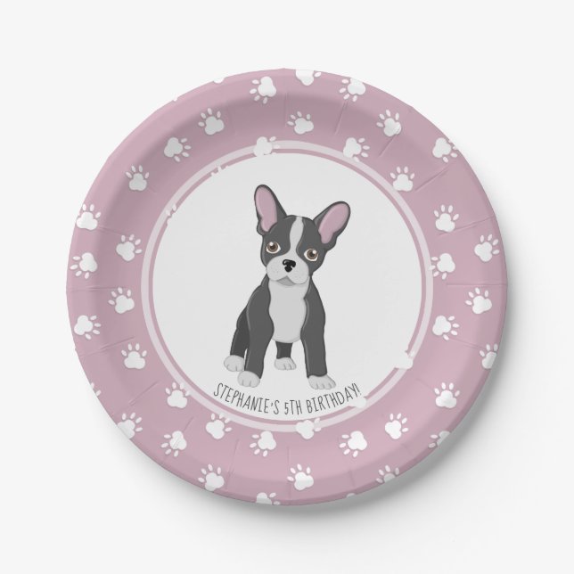 French Bulldog Birthday Paper Plates (Front)