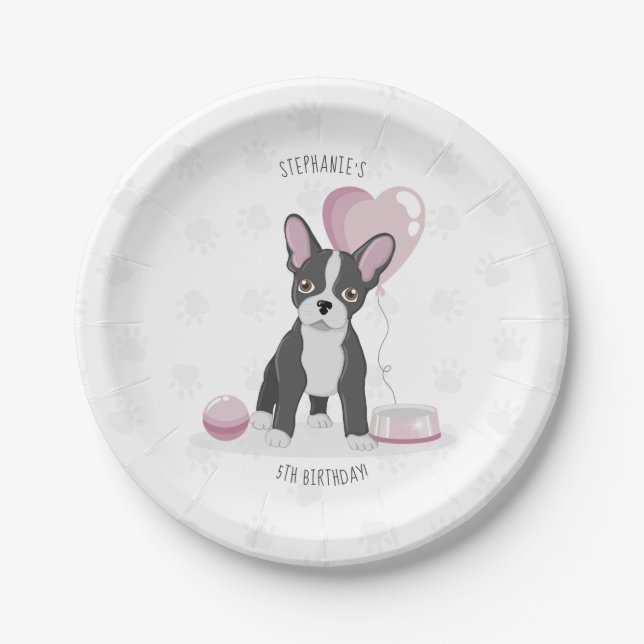 French Bulldog Birthday Paper Plates (Front)