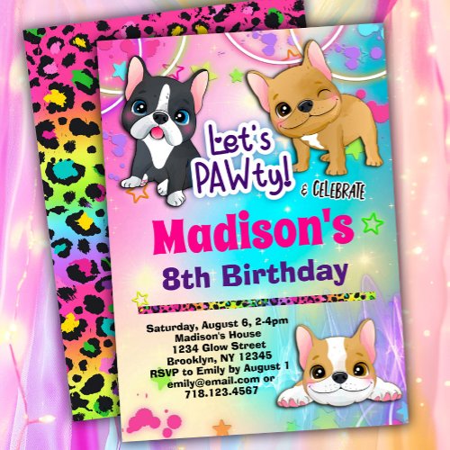 French Bulldog Birthday Party Invitation