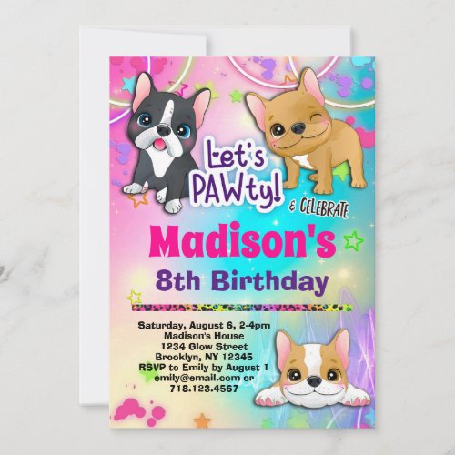 French Bulldog Birthday Party Invitation