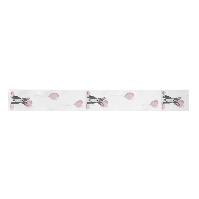 French Bulldog Birthday Satin Ribbon (Front)