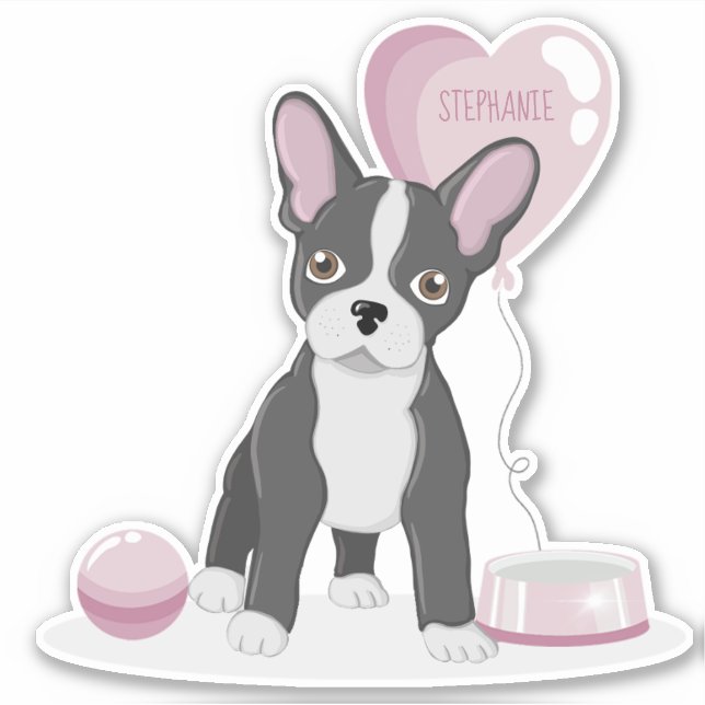French Bulldog Birthday Sticker (Front)