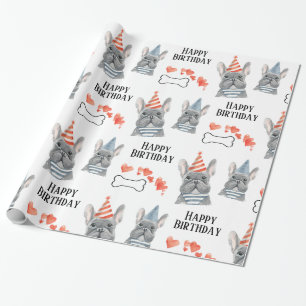 French Bulldog Birthday Wrapping Paper