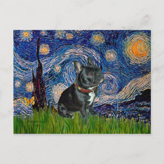 French Bulldog (black 11) - Starry Night Postcard