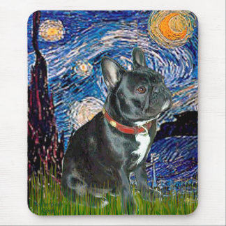 French Bulldog (black 11) - Starry Night (vert) Mouse Pad