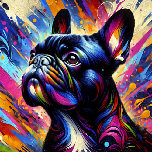 French Bulldog Black Acrylic Print  Colorful Jigsaw Puzzle