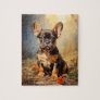 French Bulldog black and tan puppy portrait  Jigsaw Puzzle