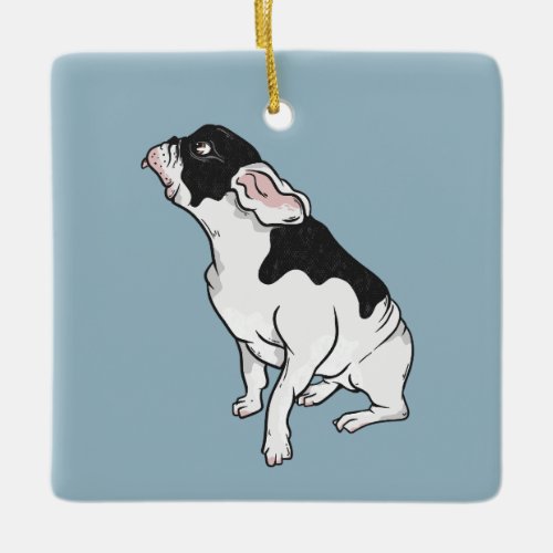 French Bulldog Black and White Ceramic Ornament