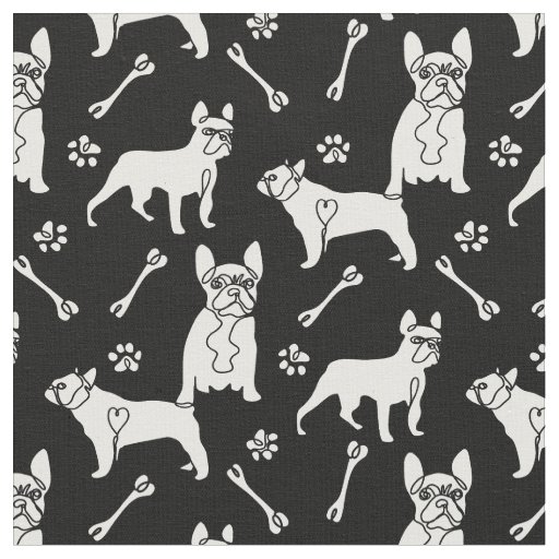 French Bulldog black and white Fabric