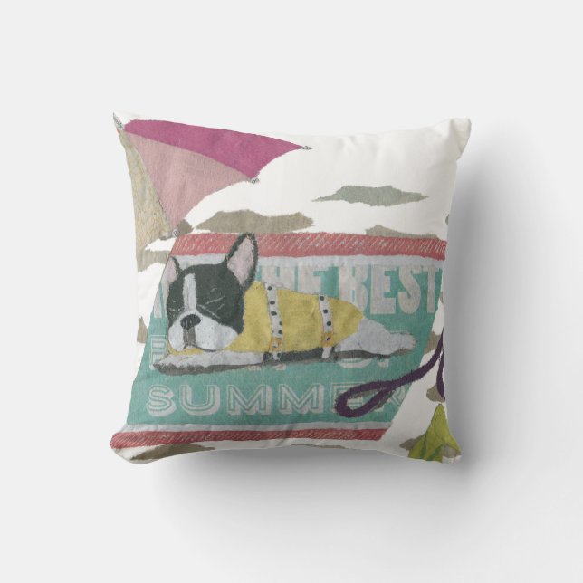 French Bulldog, Black And White Pied Frenchie Throw Pillow (Front)