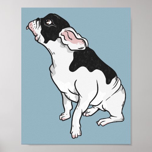 French Bulldog Black and White Poster