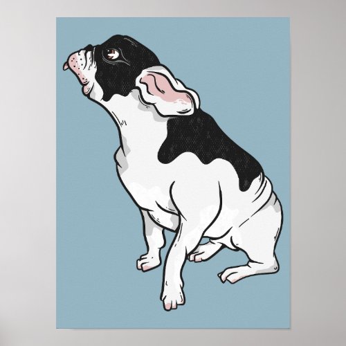 French Bulldog Black and White Poster