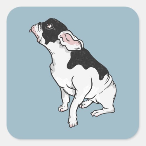 French Bulldog Black and White Square Sticker