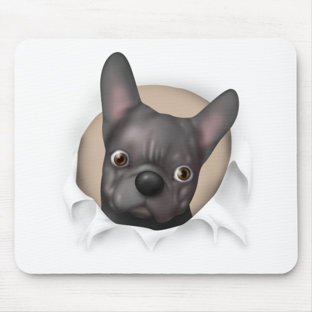 French Bulldog (Black) Busting Out Mouse Pad (Front)