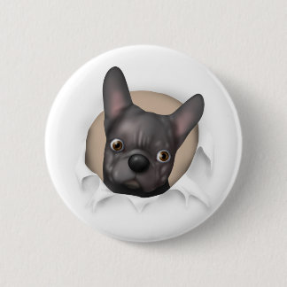 French Bulldog (Black) Busting Out Pinback Button