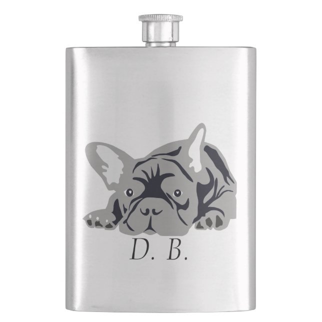 French Bulldog black Flask (Front)