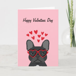 French Bulldog - black happy valentines day card