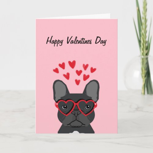 French Bulldog _ black happy valentines day card