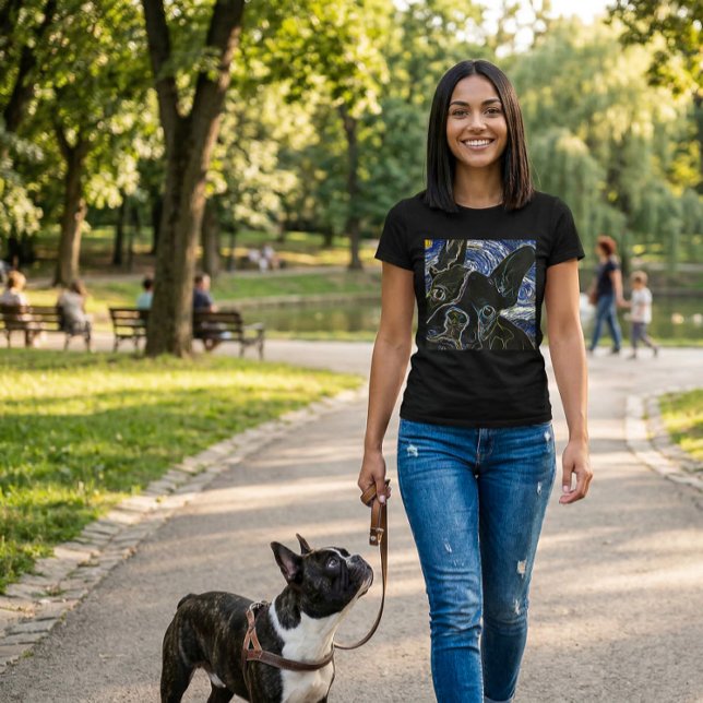 French Bulldog Black Neon Art T-Shirt (French Bulldog T-Shirt)