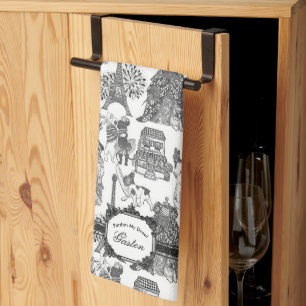 FRENCH BULLDOG Black Toile Kitchen Towel