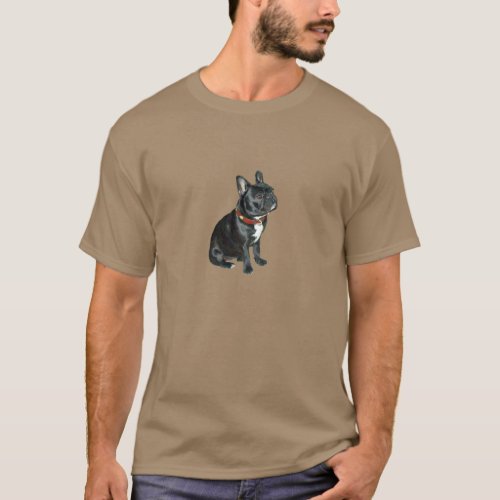 French Bulldog _ Black with red collar T_Shirt