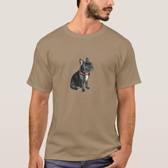 French Bulldog - Black with red collar T-Shirt (Front)