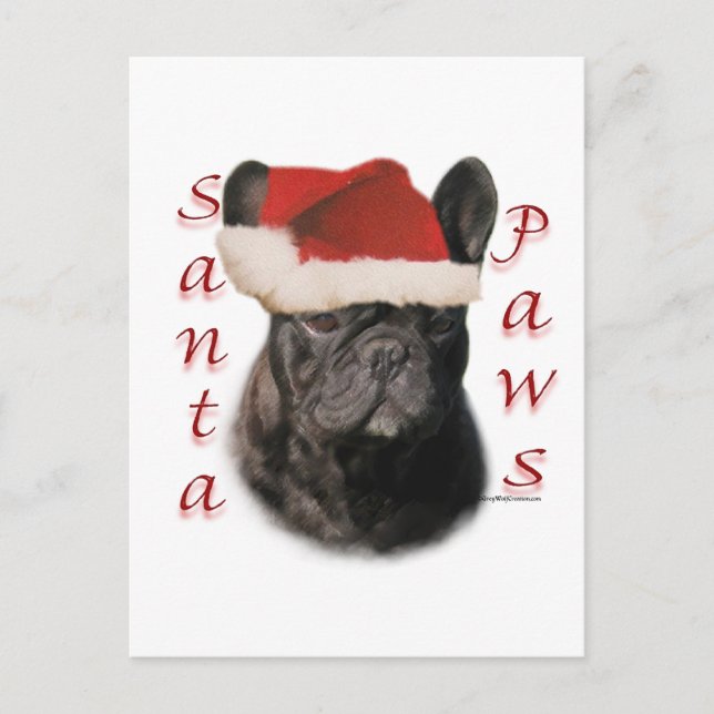 French Bulldog (blk) Santa Paws Holiday Postcard (Front)